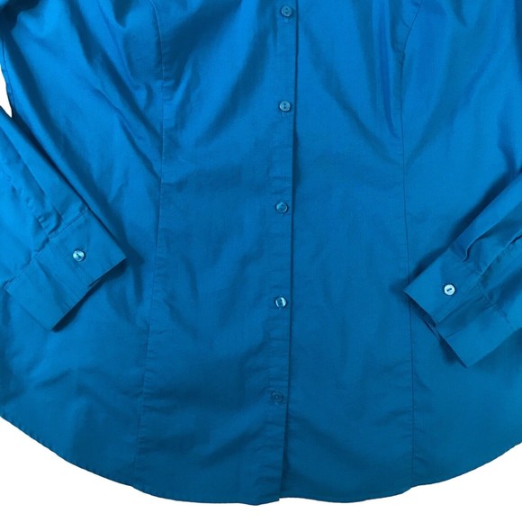 Worthington Women's 16T Button Up Dress Shirt Turquoise Career Long Sleeves - Picture 3 of 9